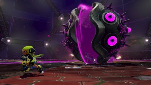 This is the Ball King, one of the bosses in Splatoon's single player mode. The bosses are about as Nintendo as you can make them.