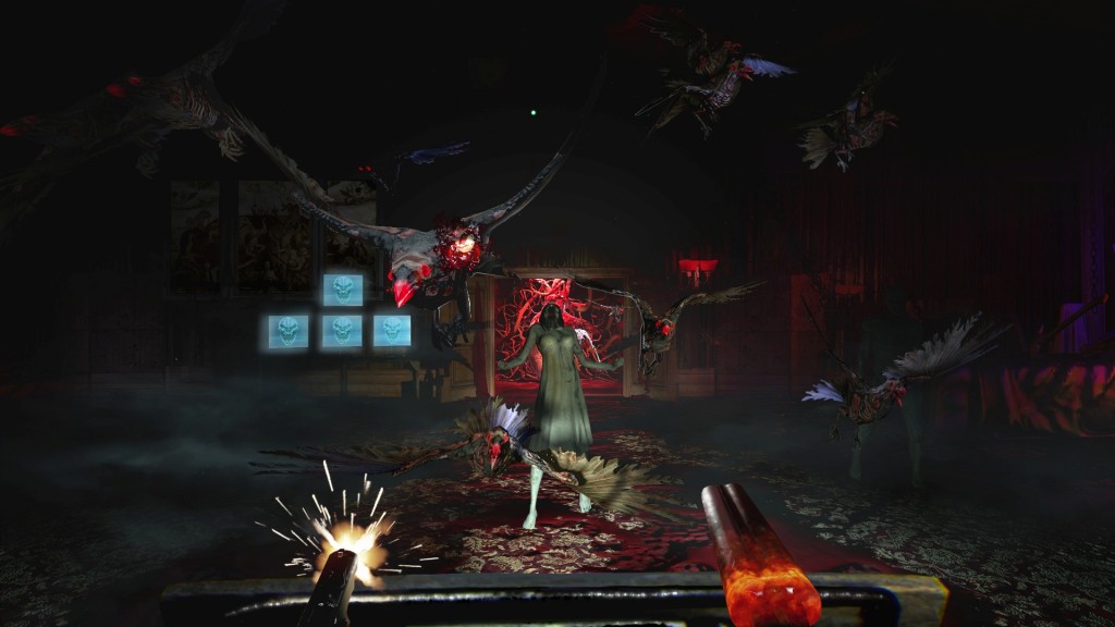 Oh. There's some zombie girl in our way. Shoot her.